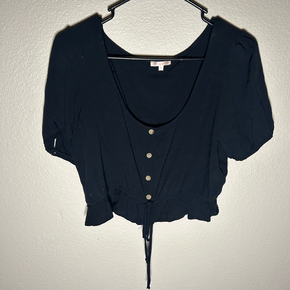 Black Button-Down Women's Top